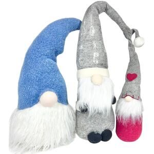 Festive Christmas Gonks Gnome Bean Bag Bottom Set of 3 Felt Christmas Santa Elf